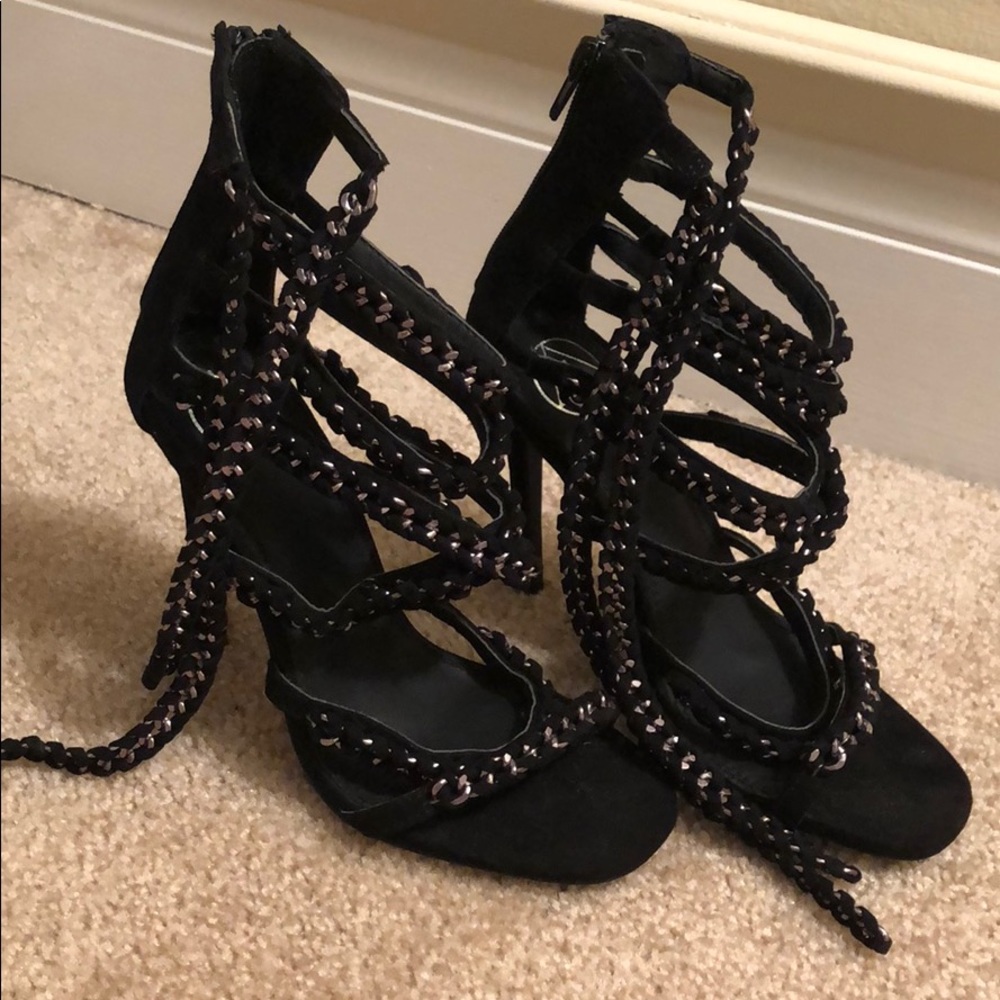 Black wrap heels